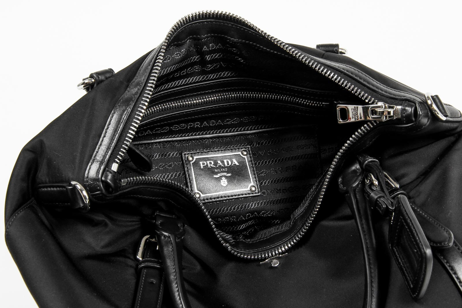 Borsa a mano Prada Ladies BR5116 in tessuto e vitello morbido