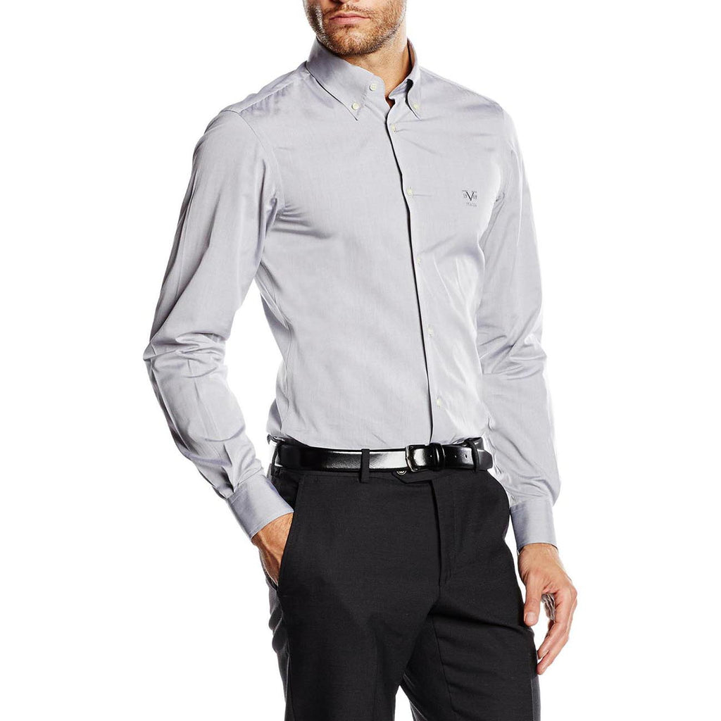 Camicia da uomo slim fit con bottoni e collo alto V 1969 Italia SBD62