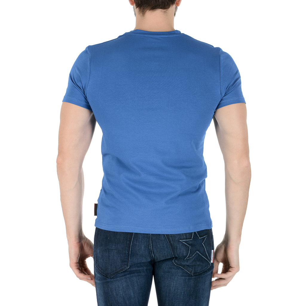 Andrew Charles Maglietta da uomo a maniche corte con scollo a V blu KENAN