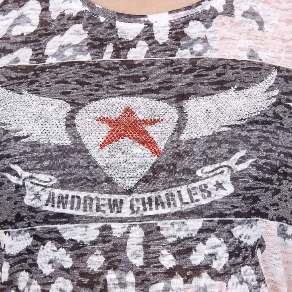 Andrew Charles T-shirt da donna a maniche corte con scollo rotondo, colore rosa MAYA