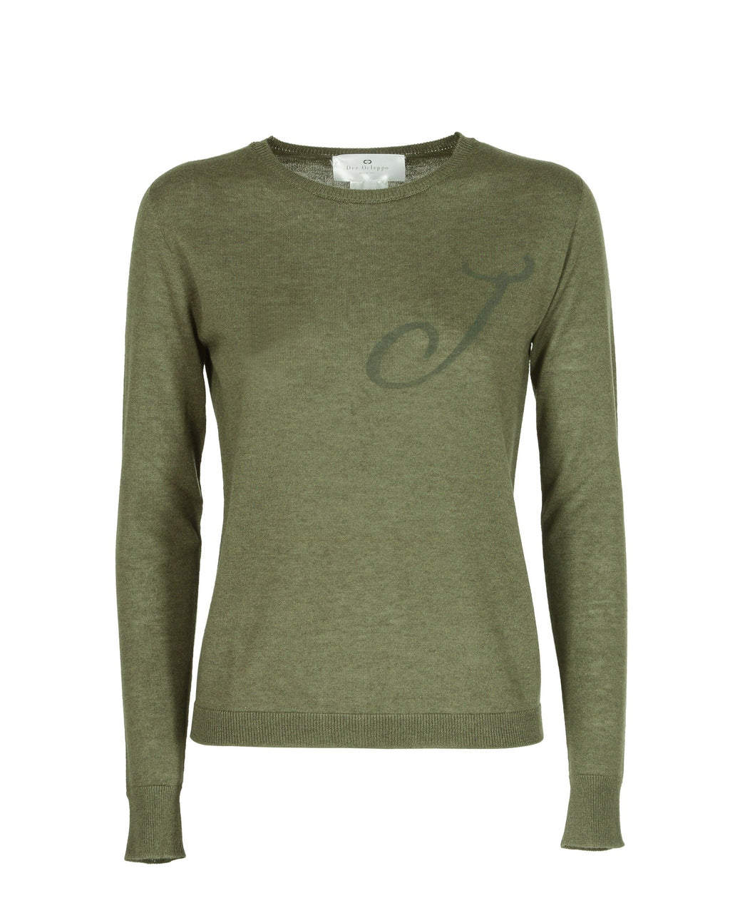 Maglia girocollo in cashmere estivo - Manica lunga - Verde