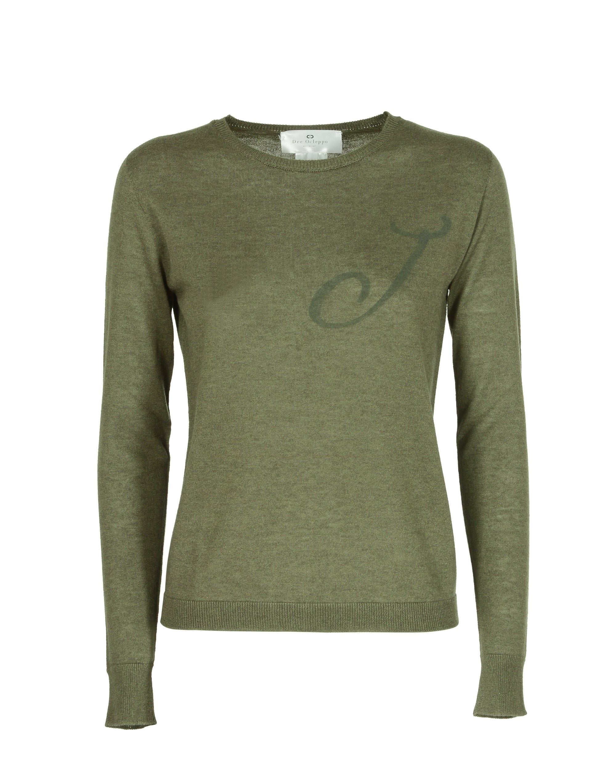 Maglia girocollo in cashmere estivo - Manica lunga - Verde