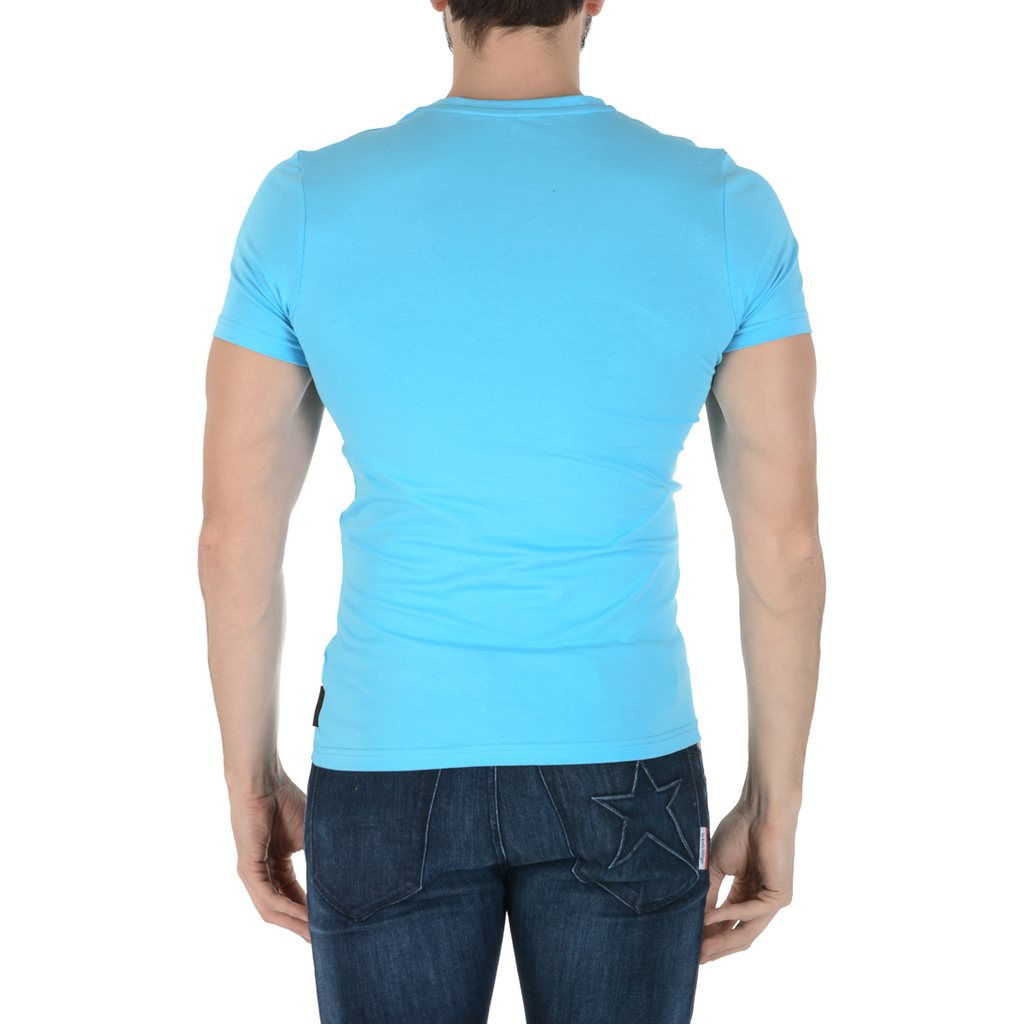 Andrew Charles T-shirt da uomo a maniche corte con scollo rotondo, blu chiaro KEITA