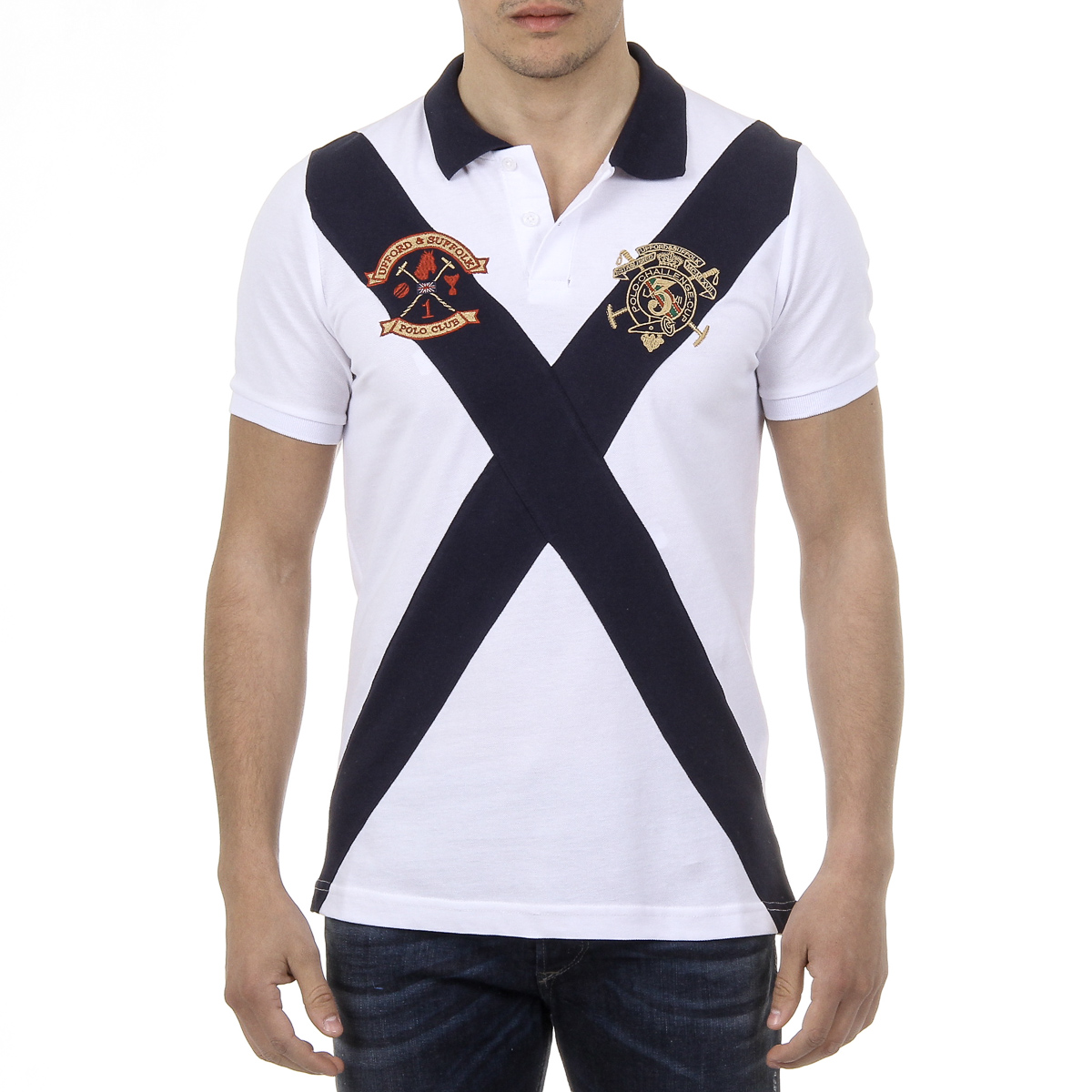 Polo da uomo a maniche corte Ufford & Suffolk Polo Club US003 BIANCO