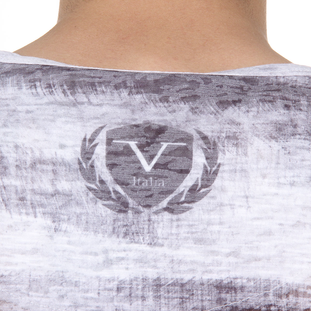 V 1969 Italia T-shirt da uomo a maniche corte con scollo rotondo, bianca LOGAN