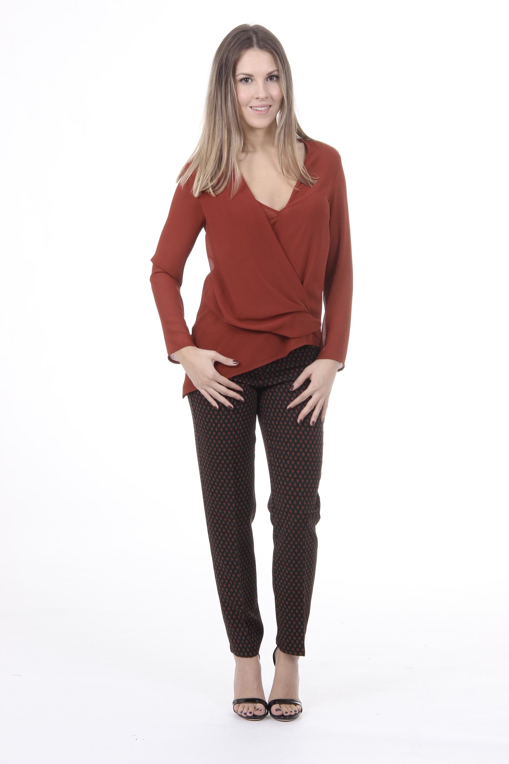 Maglia da donna V 1969 Italia CAMICIA BASILEA TESS. GEORGETTE MATTONE