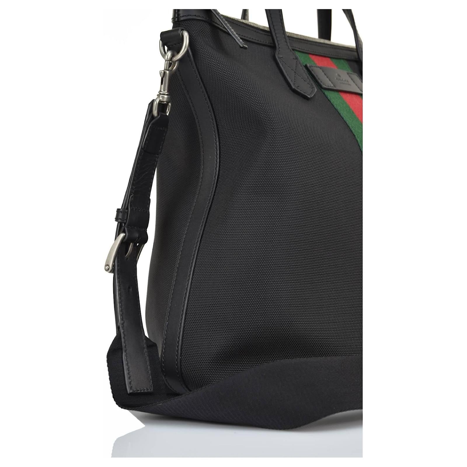 Borsa tote Gucci Web stripe da uomo nera