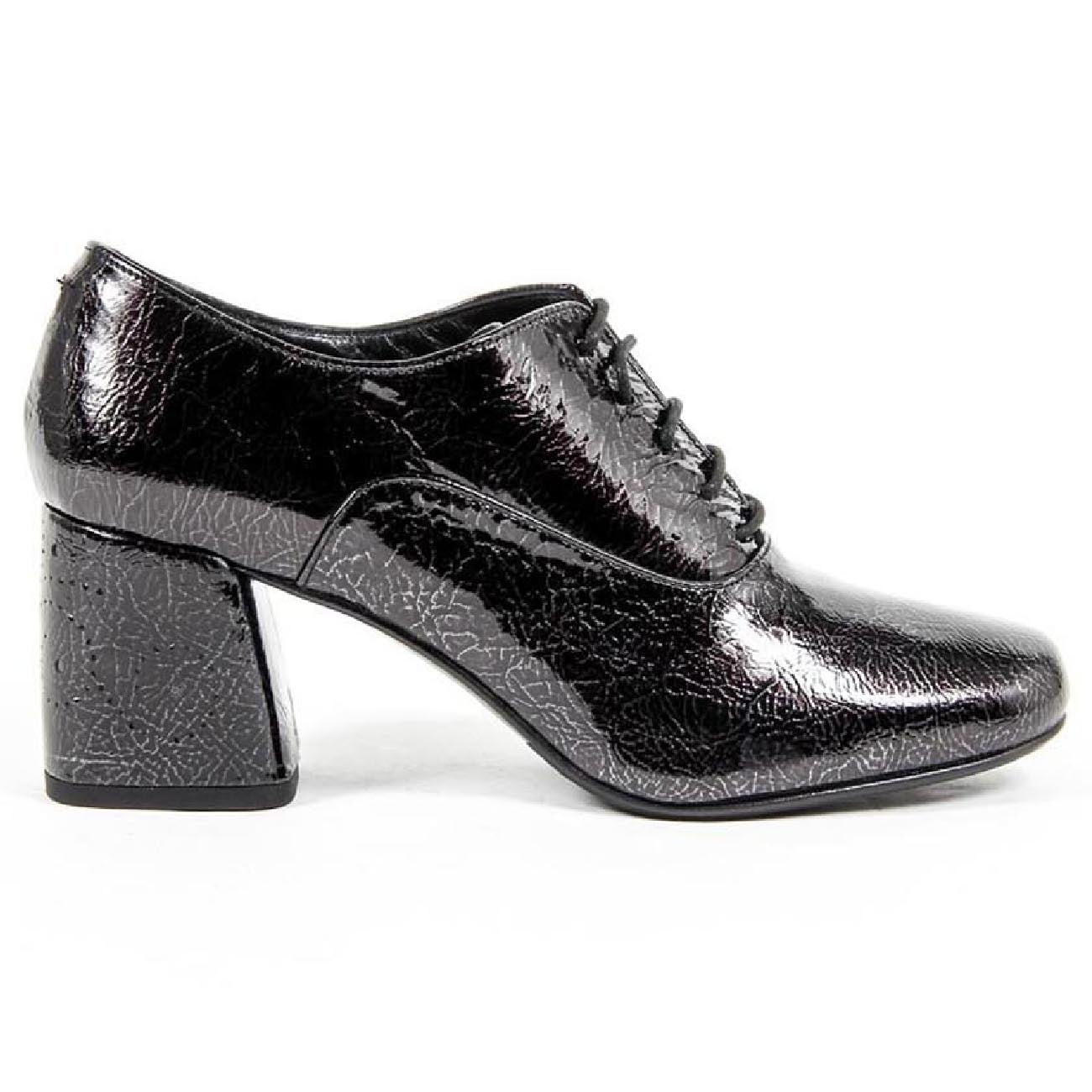 V 1969 Italia Scarpa Oxford con tacco da donna B2461 CRASH NERO