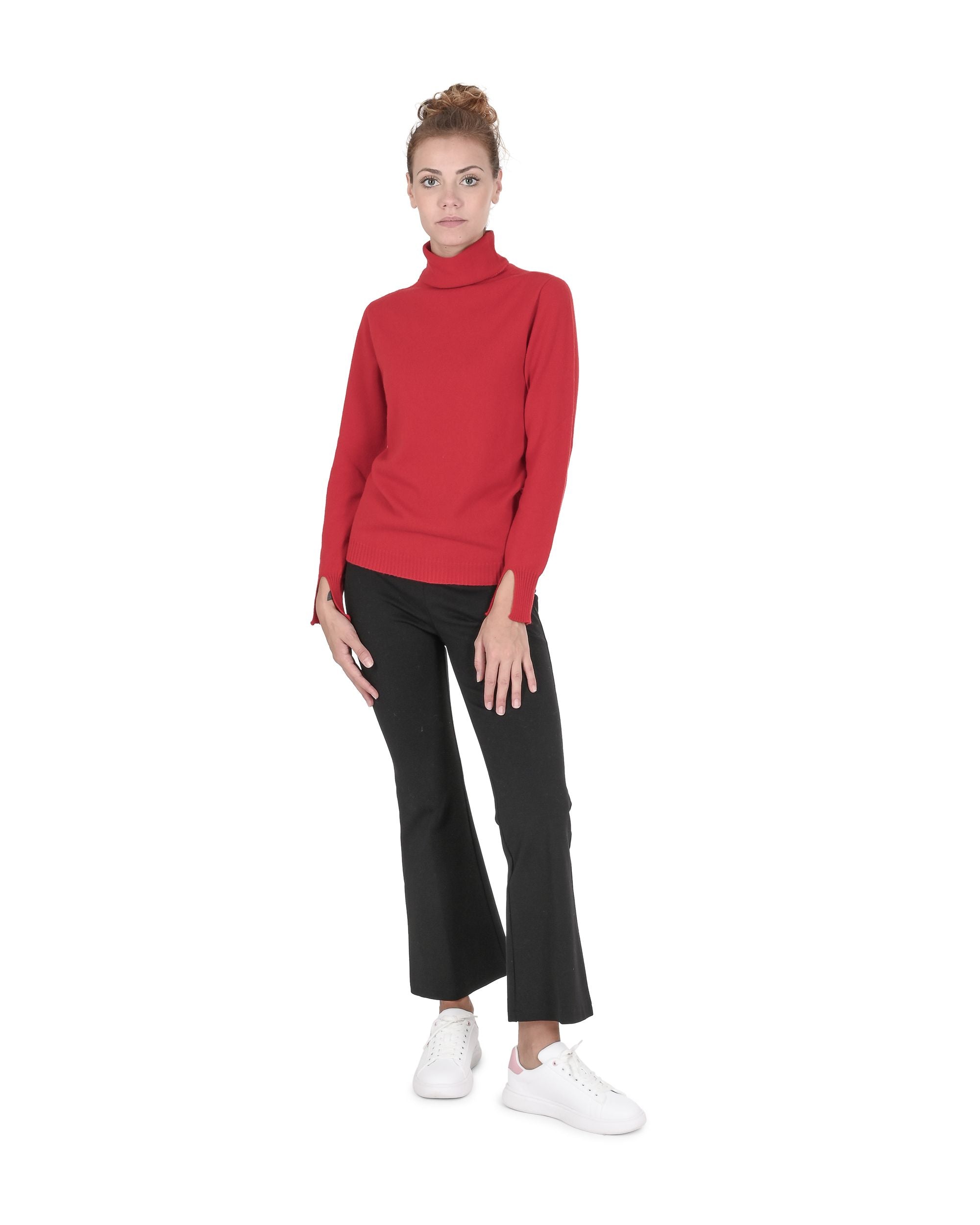 Maglione dolcevita da donna in cashmere Crown of Edinburgh COE 0023 ROSSO