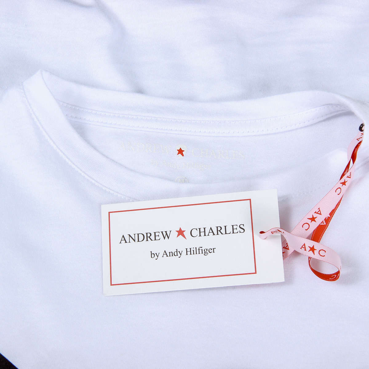 Andrew Charles Maglietta da donna a maniche corte con scollo rotondo, bianca TARANA