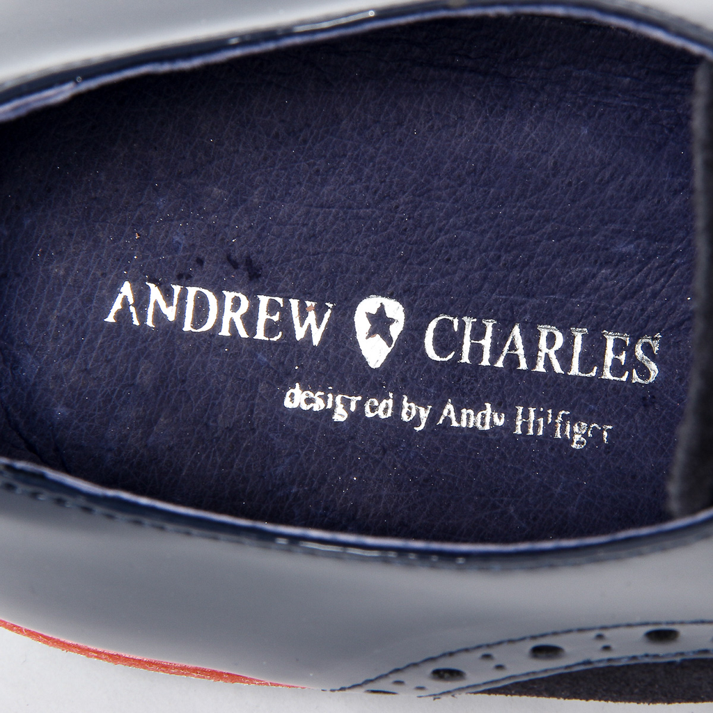 Scarpe Oxford brogue da uomo Andrew Charles 911 ABRASIVATO CAMOSCIO BLEU