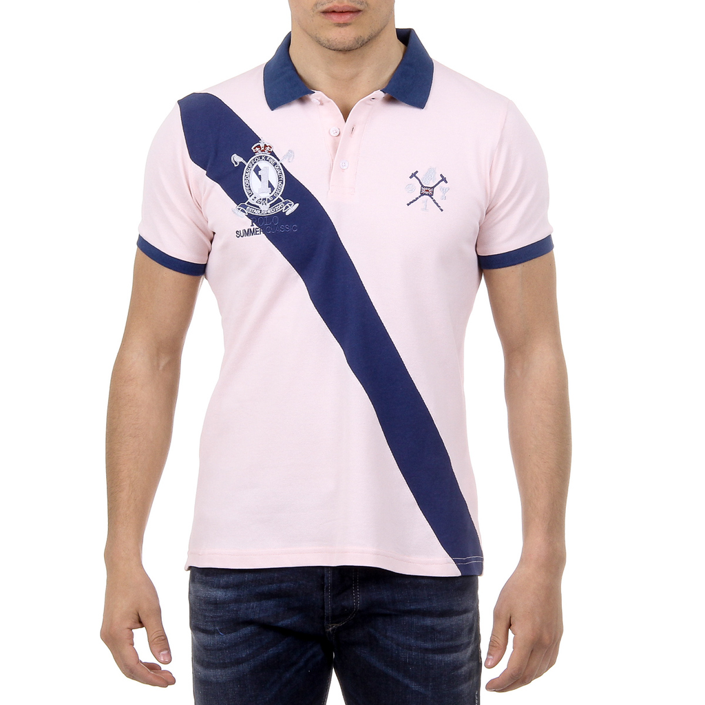 Polo da uomo a maniche corte Ufford & Suffolk Polo Club US004 ROSA