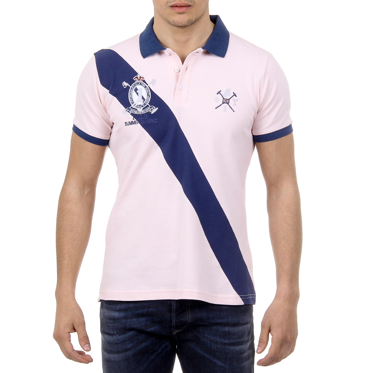 Polo da uomo a maniche corte Ufford & Suffolk Polo Club US004 ROSA