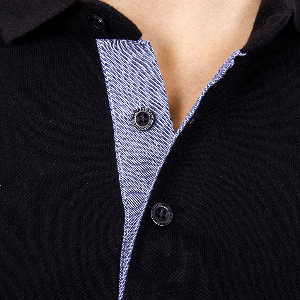 Polo da uomo a maniche corte Ufford & Suffolk Polo Club US026 NERO