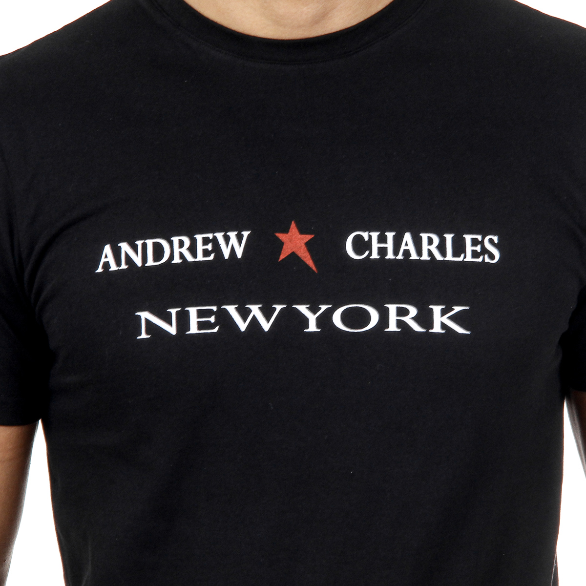 Andrew Charles T-shirt da uomo a maniche corte con scollo rotondo, nera KEITA