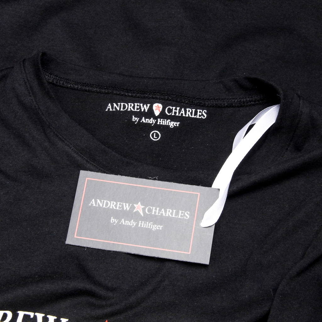 Andrew Charles T-shirt da uomo a maniche corte con scollo rotondo, nera KEITA