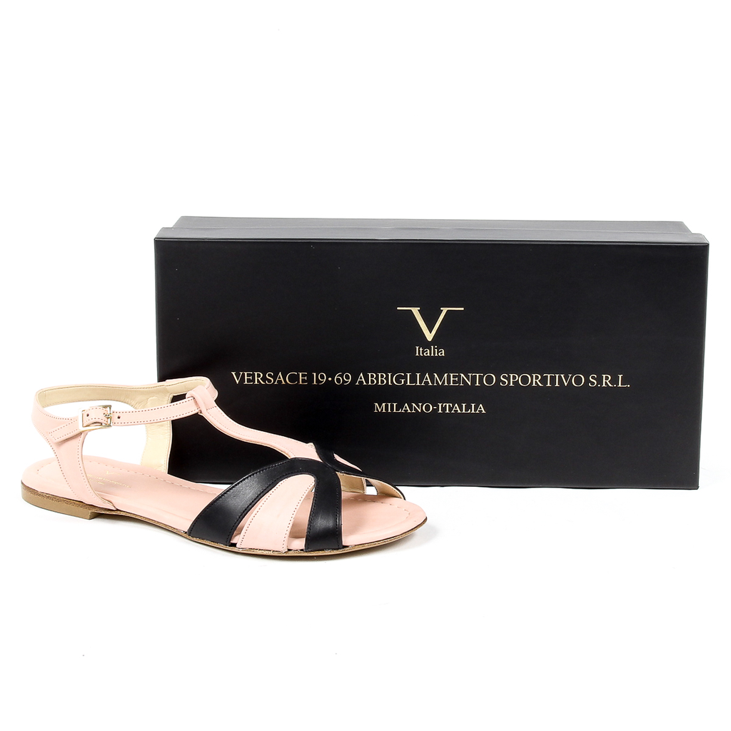 V 1969 Italia Sandalo piatto da donna rosa GRAZIA