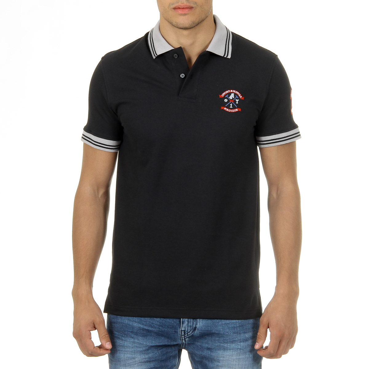 Polo da uomo a maniche corte Ufford & Suffolk Polo Club nera ENIGMA