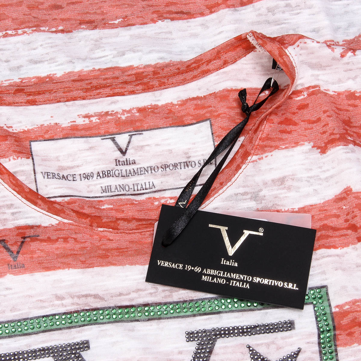 V 1969 Italia T-shirt da donna a maniche corte con scollo rotondo multicolore CHARLOTTE