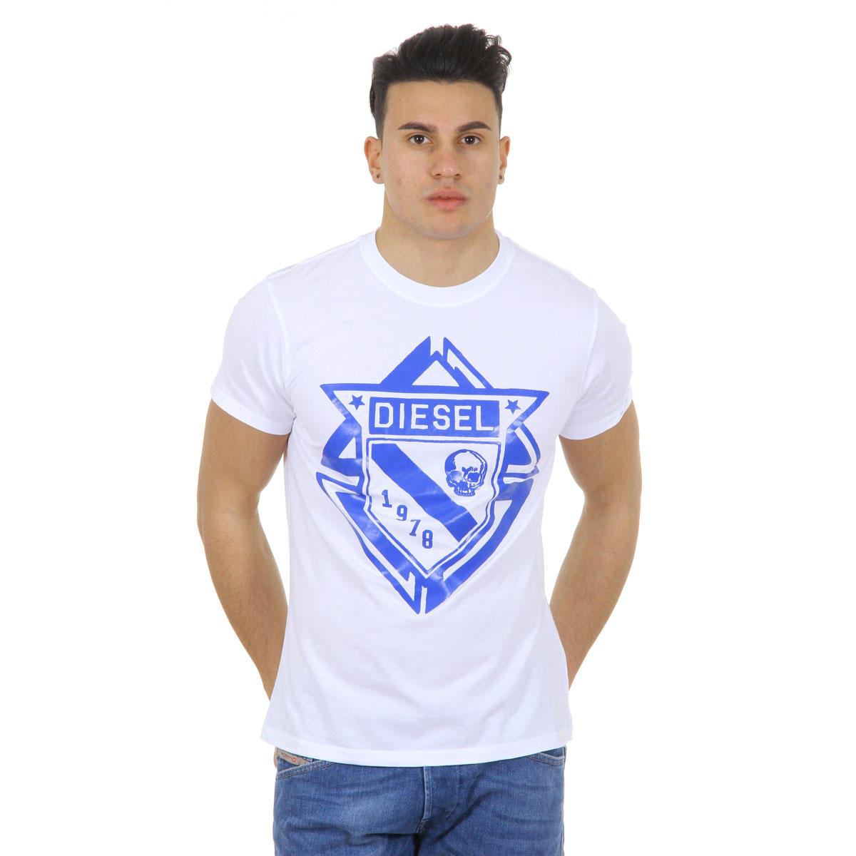 Diesel T-shirt da uomo a maniche corte con scollo rotondo 00SHBZ 0JAHZ 100 T-SCOD