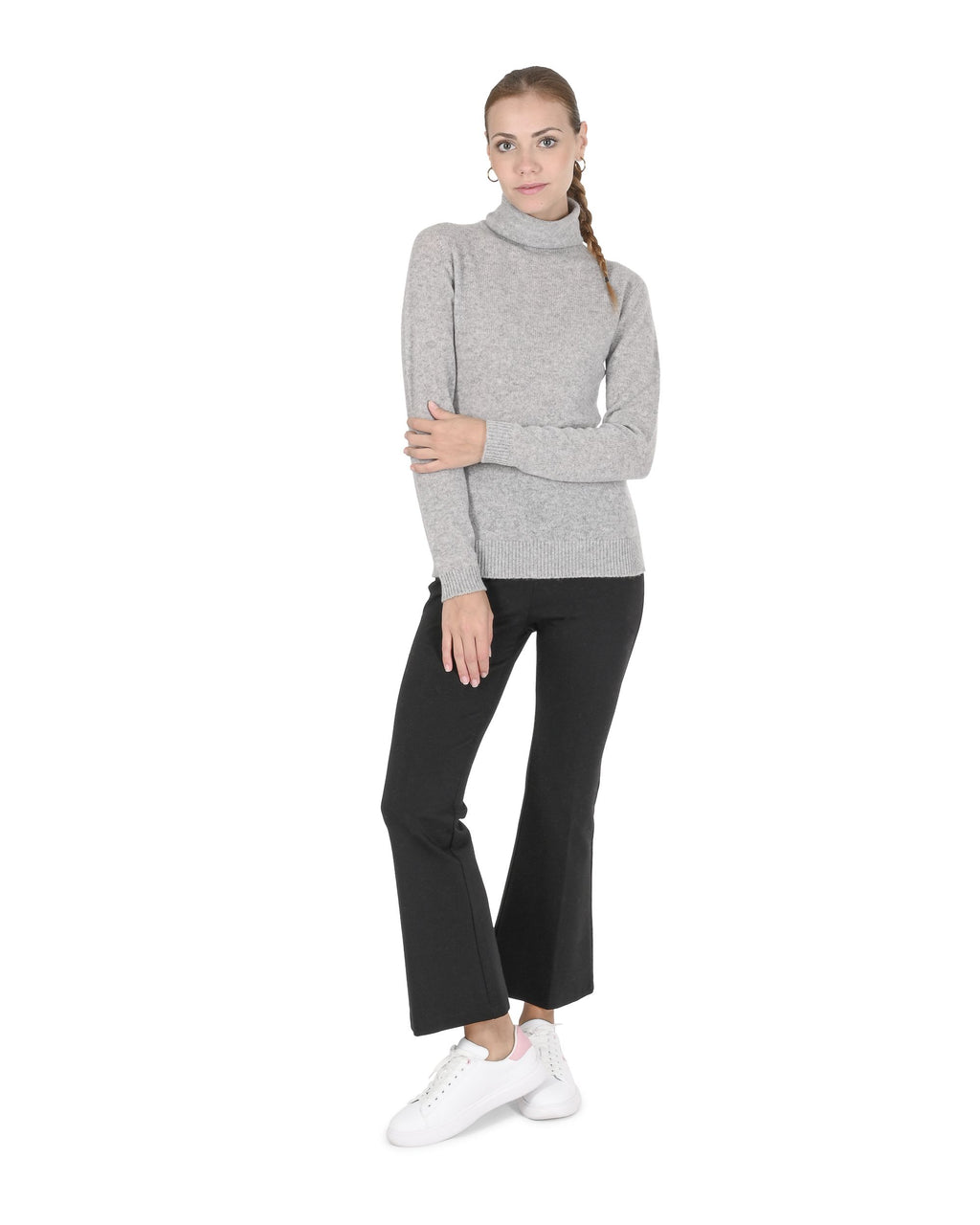 Maglione dolcevita da donna in cashmere Crown of Edinburgh COE 0021 GRIGIO CHIARO