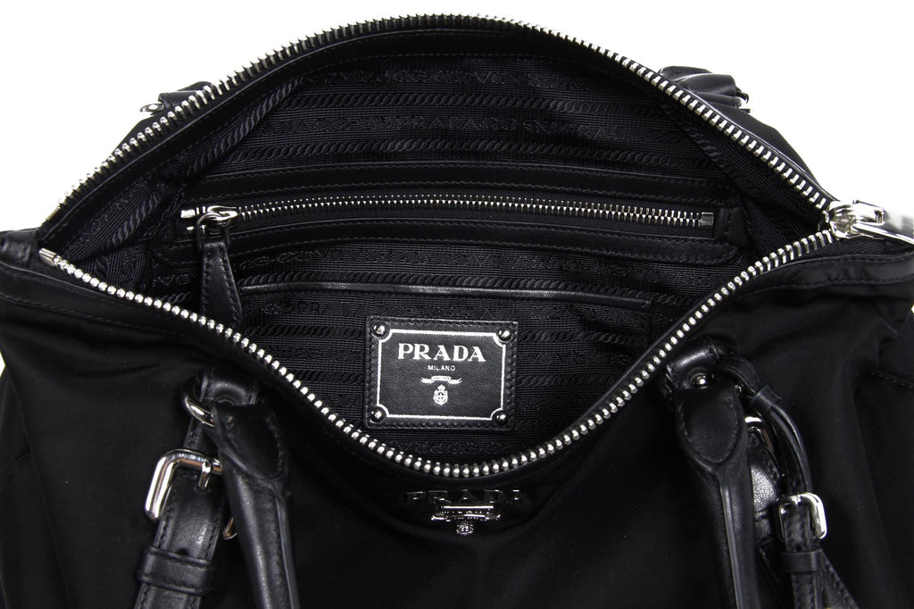 Prada Shopping Tote BR5116 Tessuto Morbido Vitello Nero