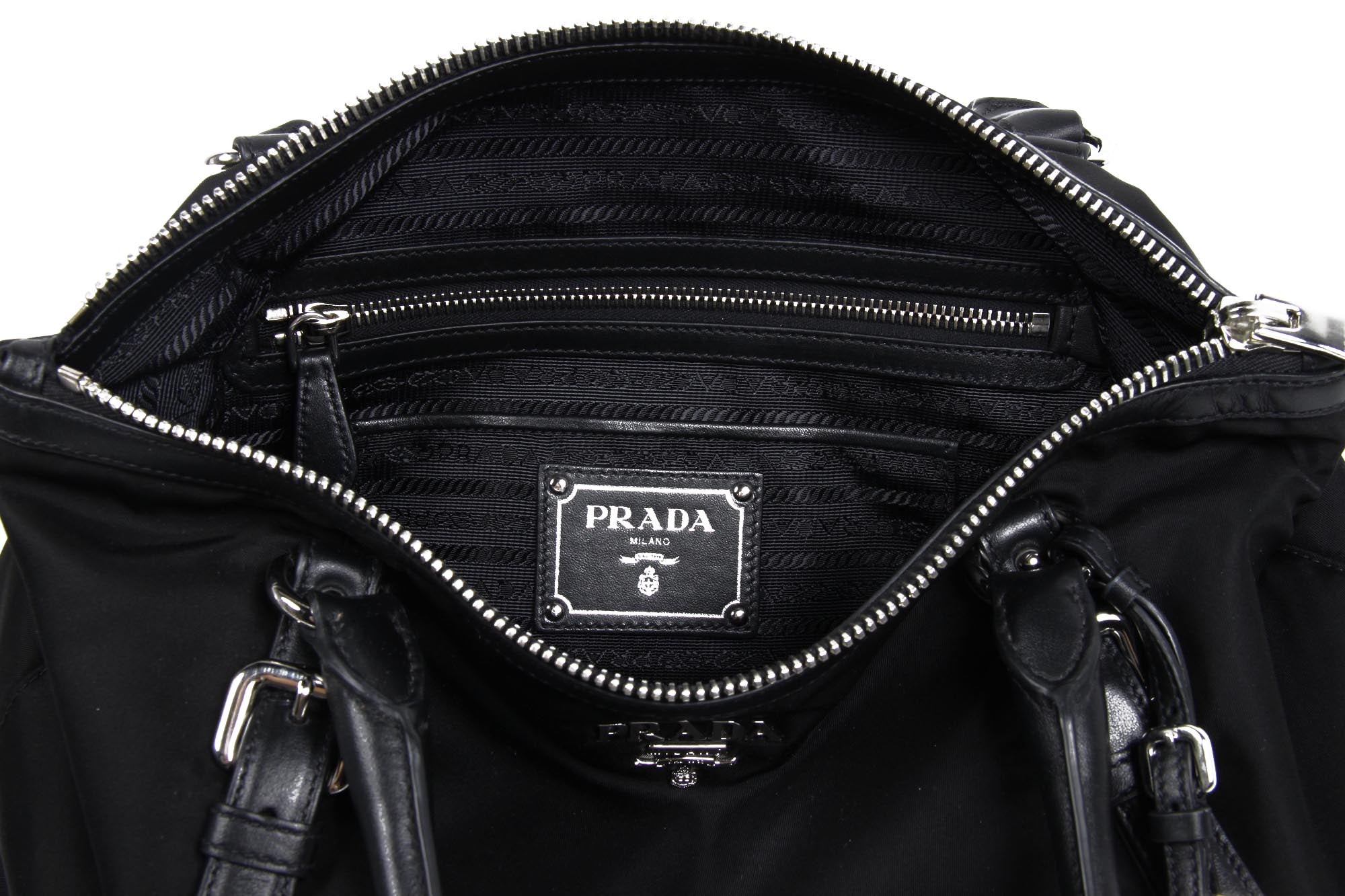 Prada Shopping Tote BR5116 Tessuto Morbido Vitello Nero