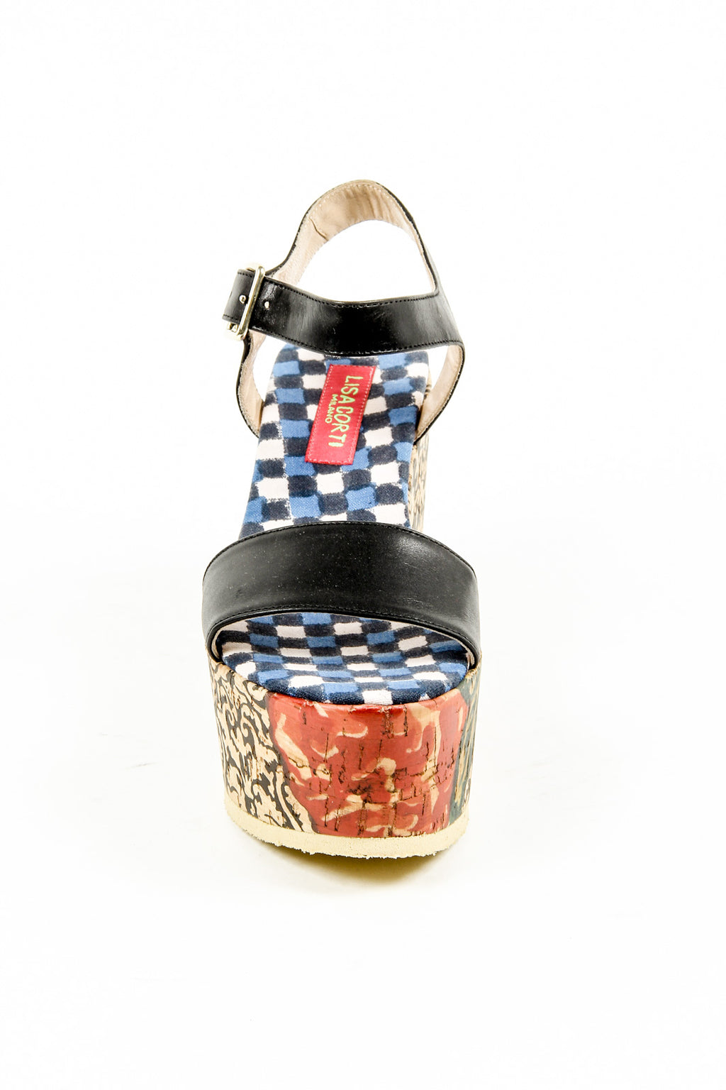 Sandalo con zeppa e cinturino alla caviglia da donna Lisa Corti W LISA LEATHER BLACK