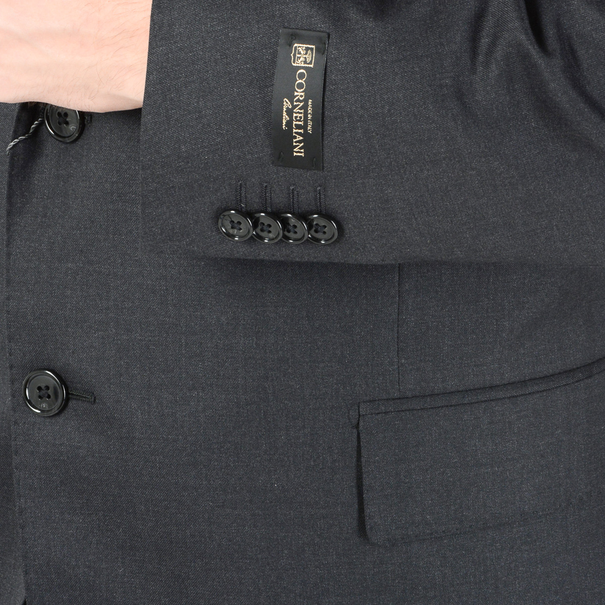 Corneliani Abito da uomo a maniche lunghe grigio scuro Super 160's