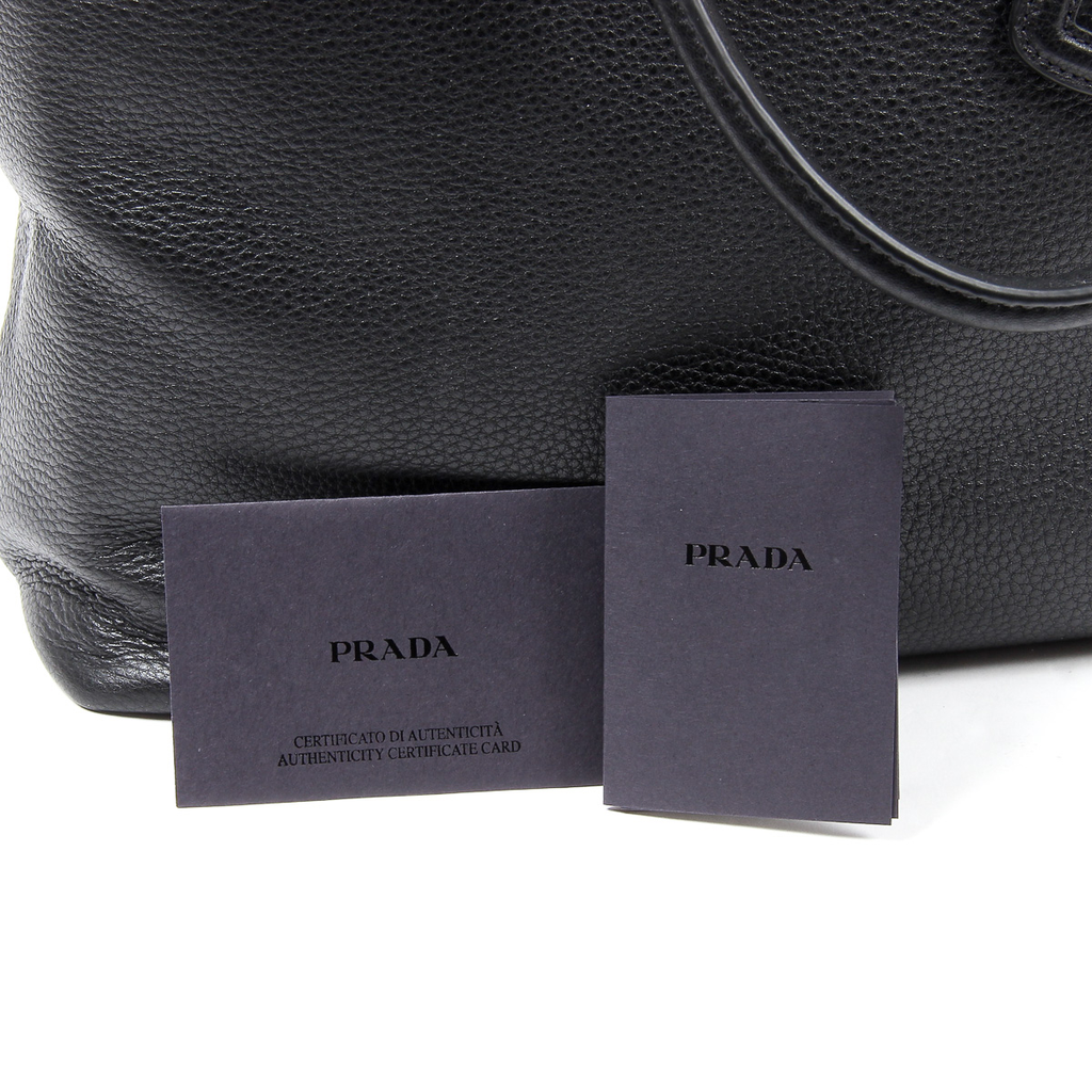 Borsa shopper Prada Vitello Phenix in pelle nera