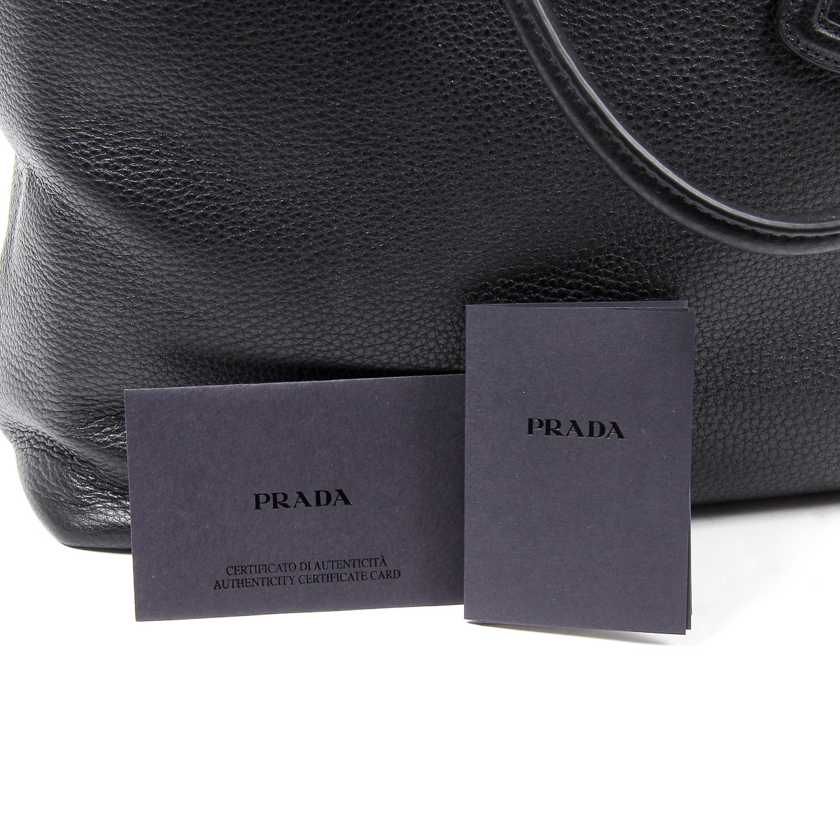 Borsa shopper Prada Vitello Phenix in pelle nera