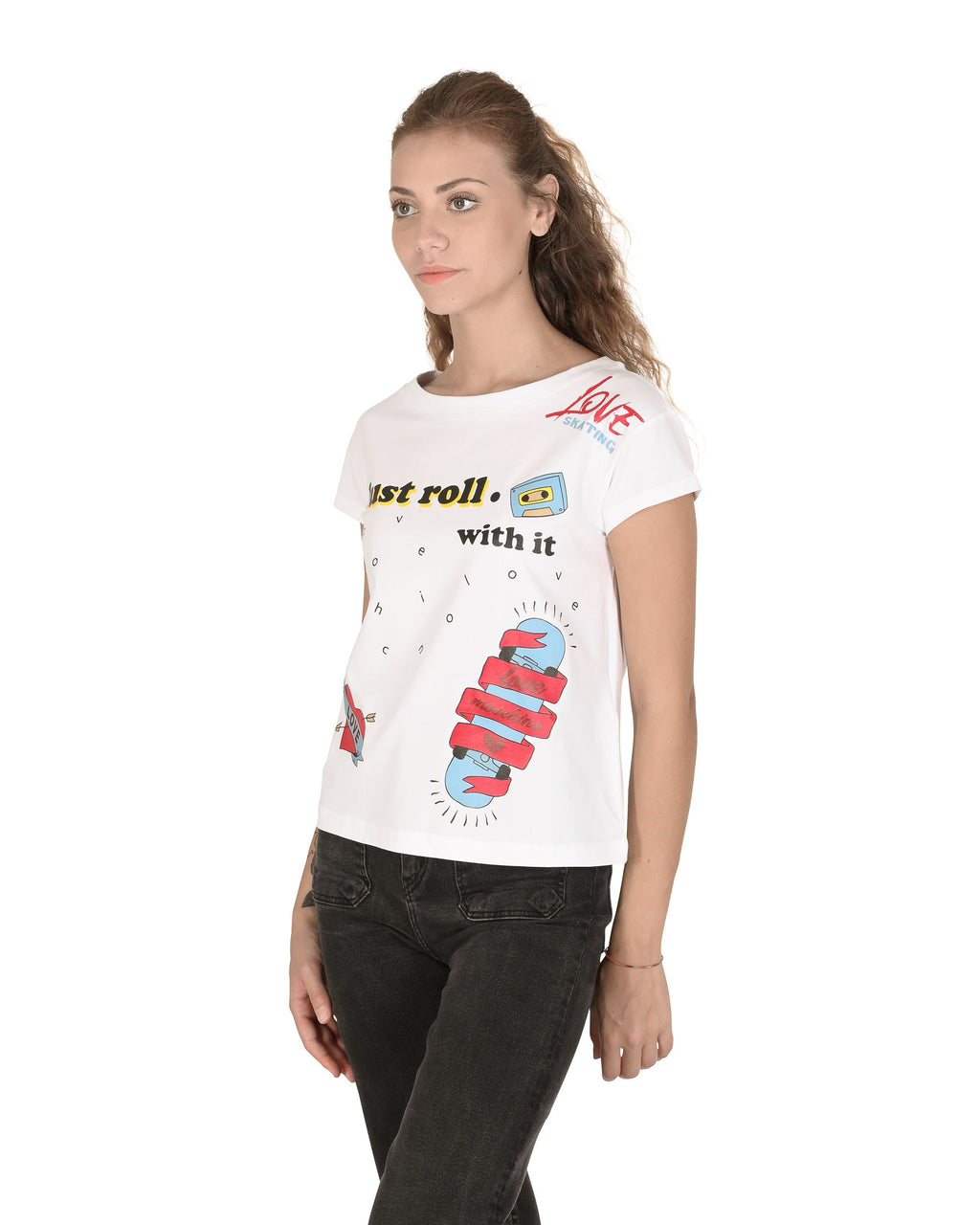 T-shirt da donna Love Moschino W 4 F30 3E E 1951 A00 BIANCO OTTICO