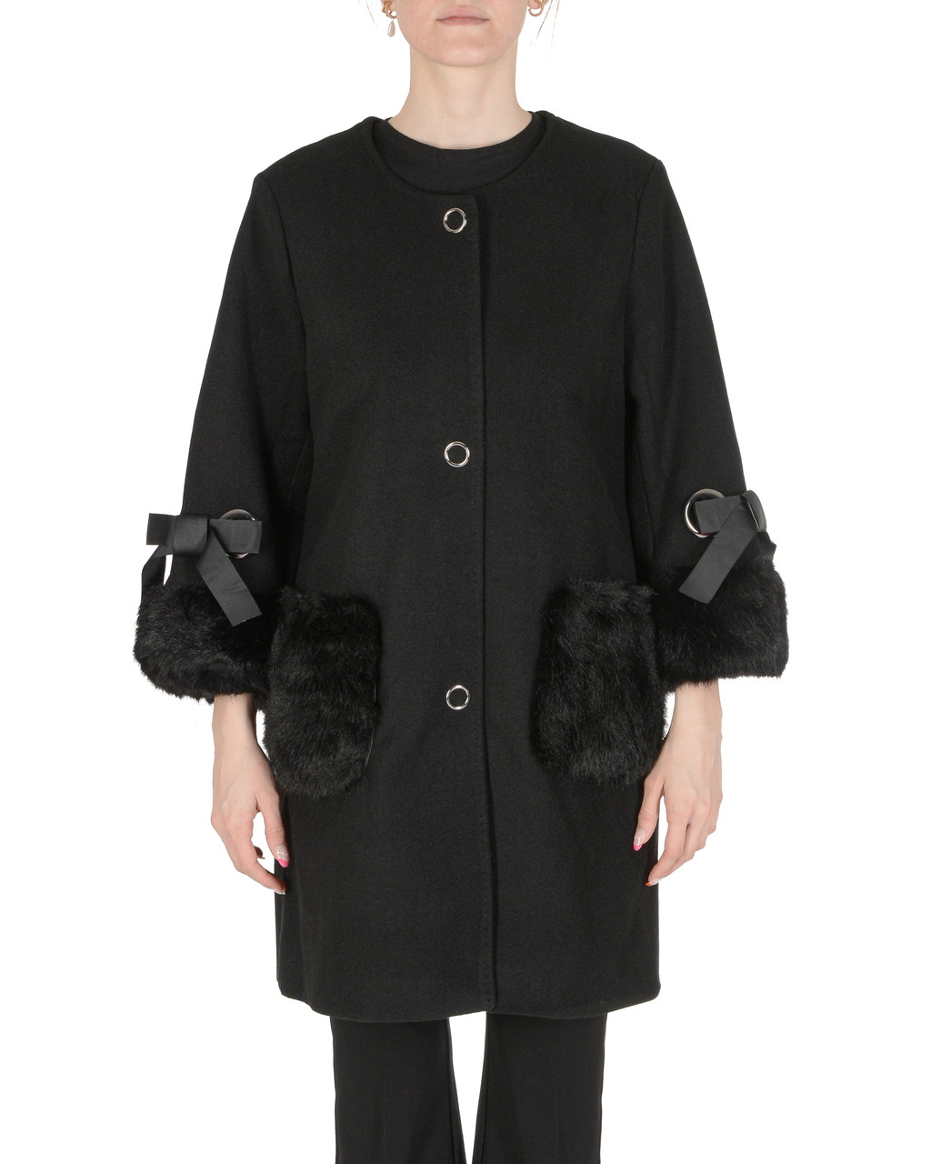 19V69 Italia Cappotto Donna Nero RIN NERO