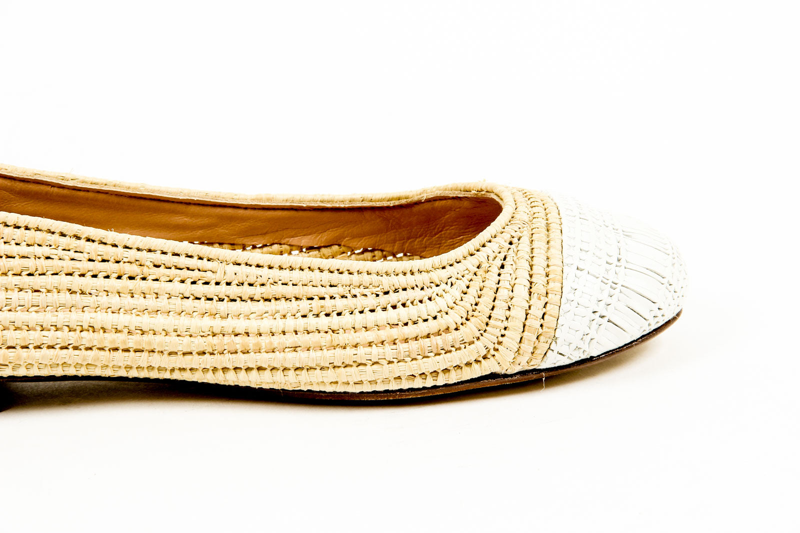 Robert Clergerie Paris Ballerina da donna GINO TRAME BLANC PAILLE NATURELLE D