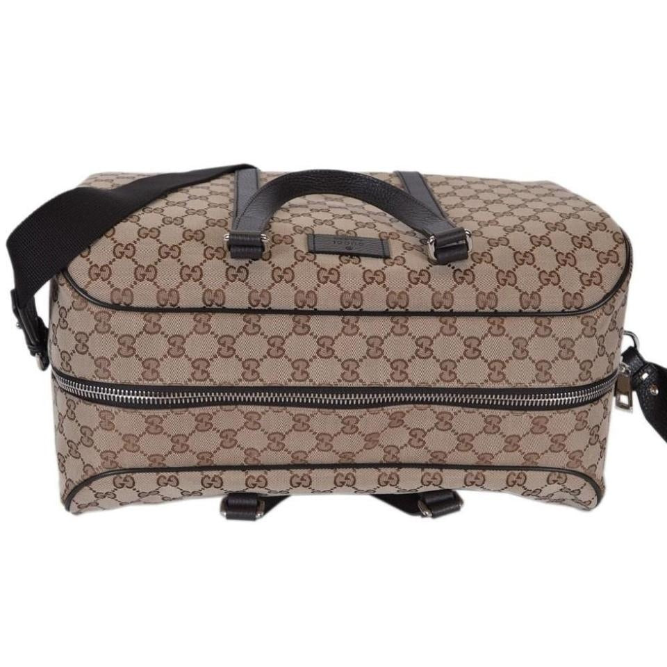 Borsa da viaggio grande Gucci GG in tela originale beige marrone