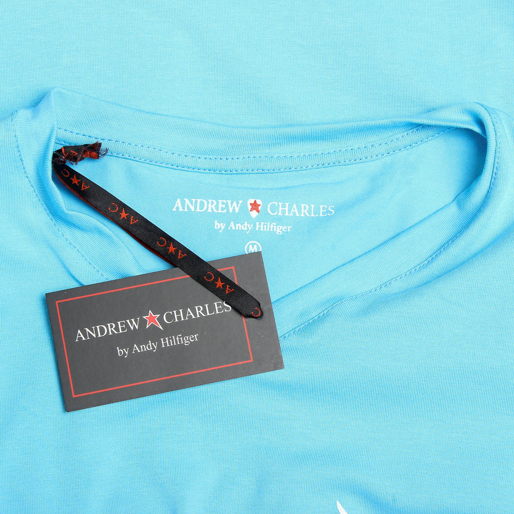 Andrew Charles T-shirt da uomo a maniche corte con scollo a V, colore azzurro KENAN