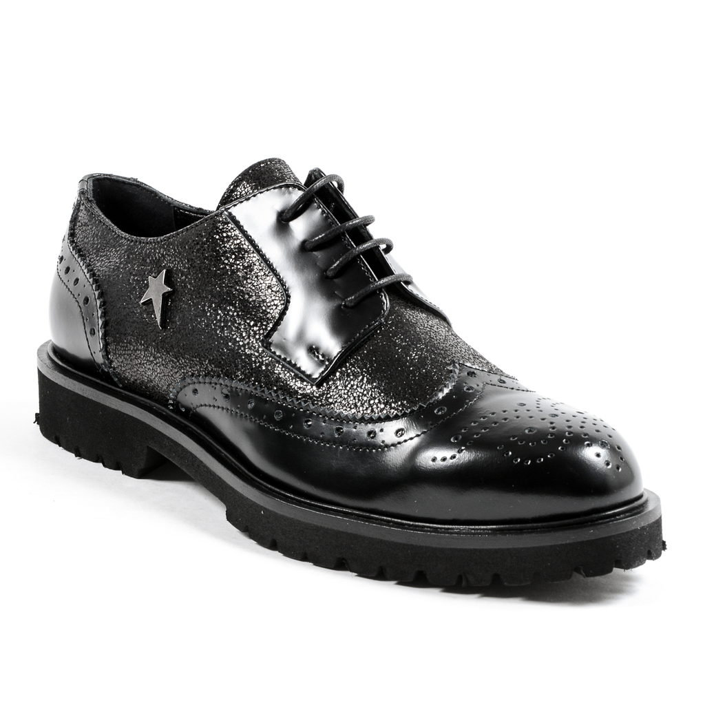 Andrew Charles Scarpe Oxford da donna nere COURTNEY