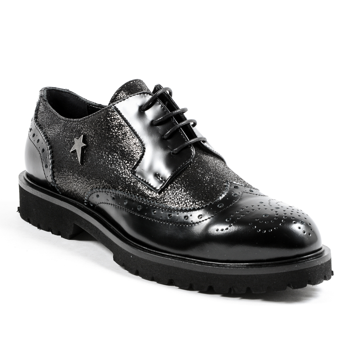 Andrew Charles Scarpe Oxford da donna nere COURTNEY