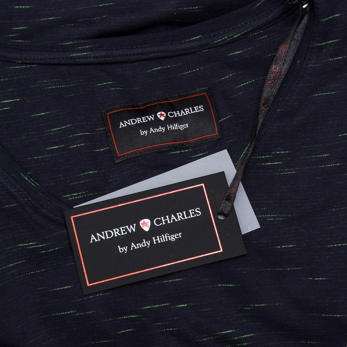 Andrew Charles T-shirt da uomo a maniche corte con scollo a V blu scuro AARON