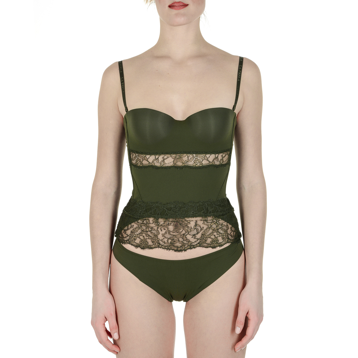La Perla Top Donna Bustino Verde Scuro