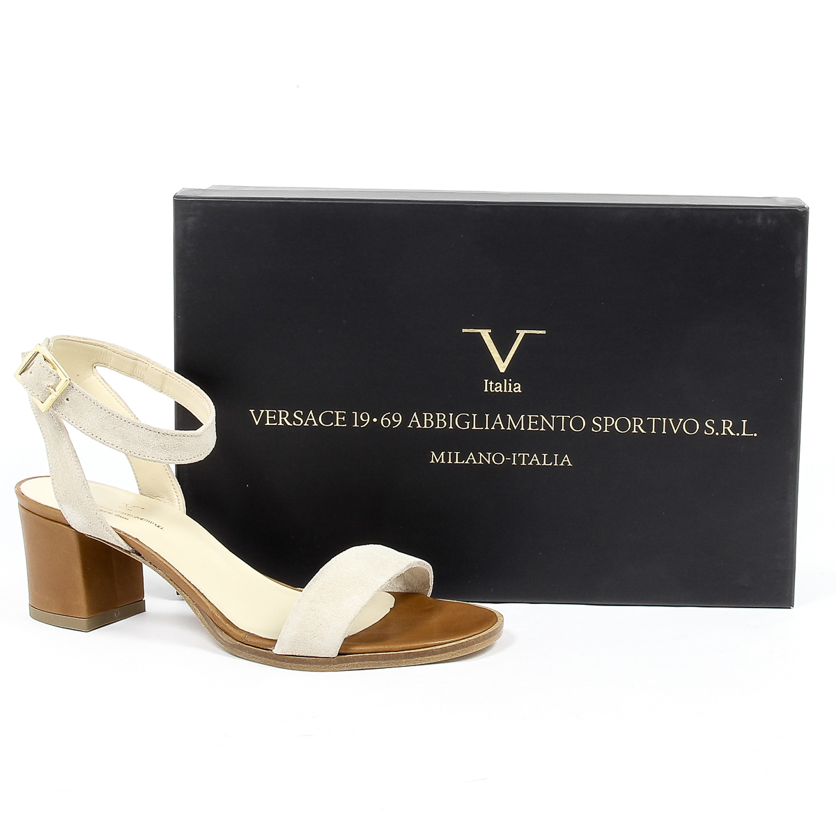 V 1969 Italia Sandalo con cinturino alla caviglia da donna Beige ANNA