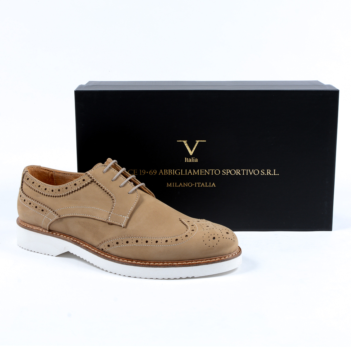 V 1969 Italia Scarpe Oxford Brogue da uomo Taupe PEDRO