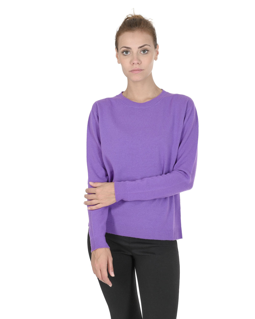 Maglione girocollo da donna in cashmere Crown of Edinburgh COE 0014 LAVANDA