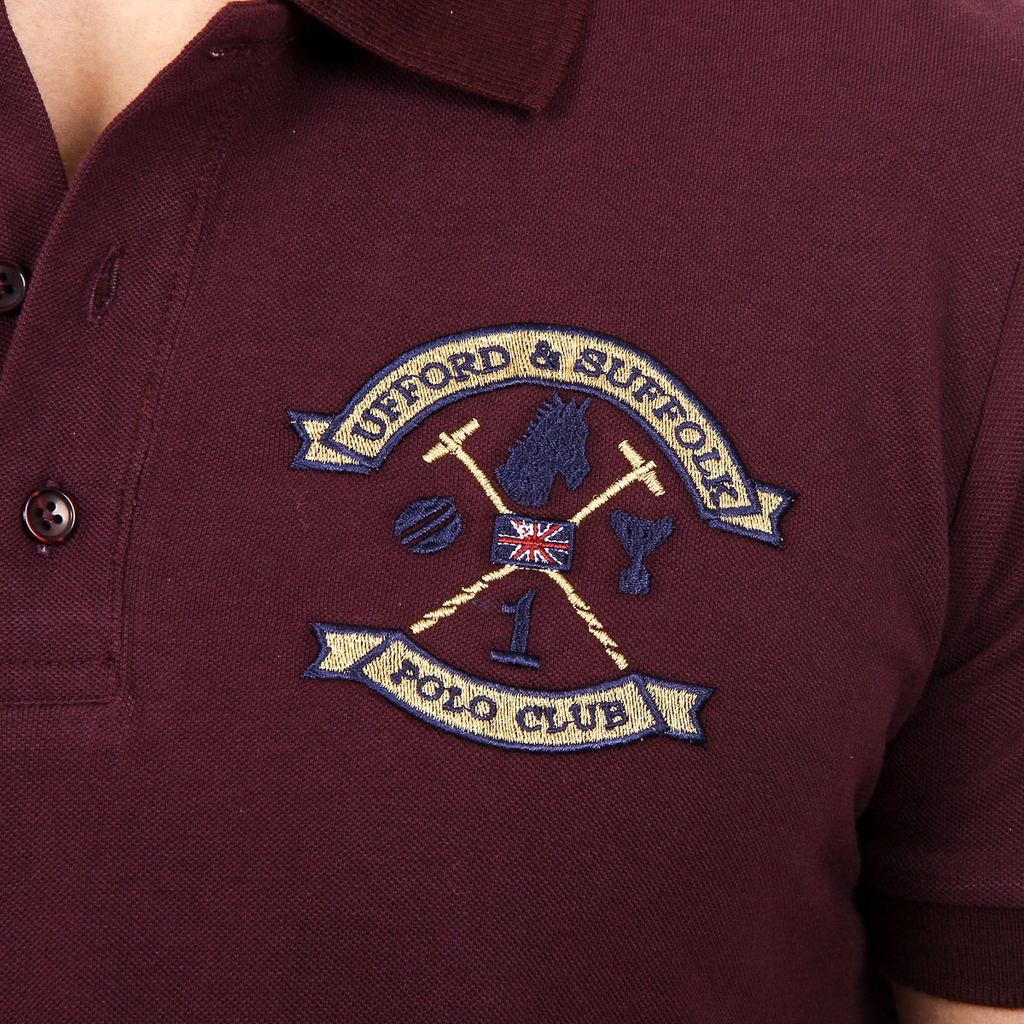 Polo da uomo a maniche corte Ufford & Suffolk Polo Club US007 BORDEAUX