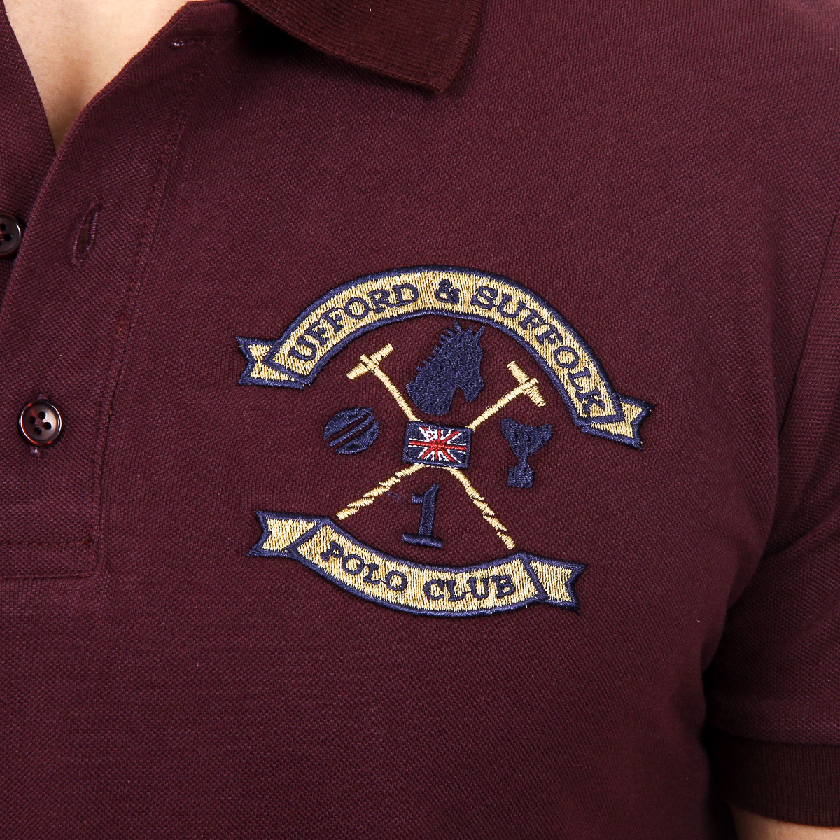 Polo da uomo a maniche corte Ufford & Suffolk Polo Club US007 BORDEAUX