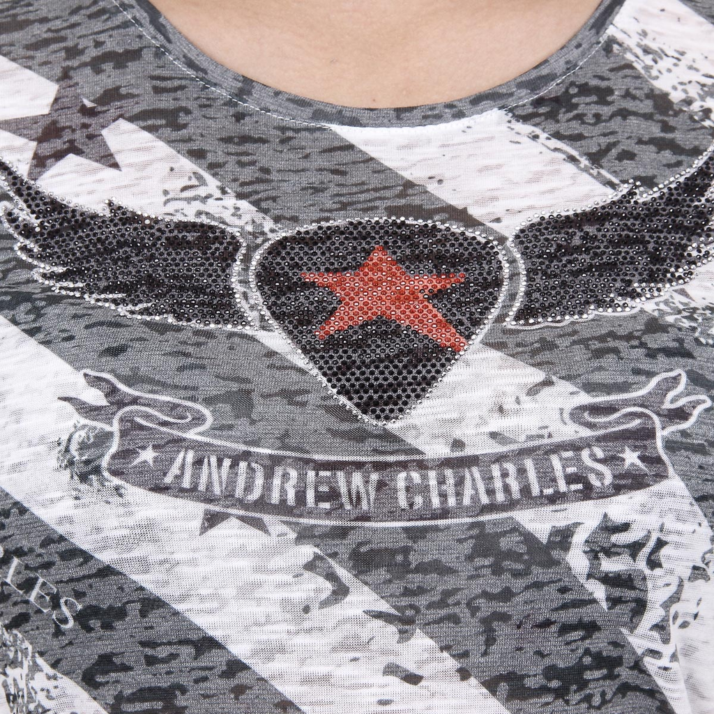 Andrew Charles T-shirt da donna a maniche corte con scollo rotondo, verde scuro CAROLINE