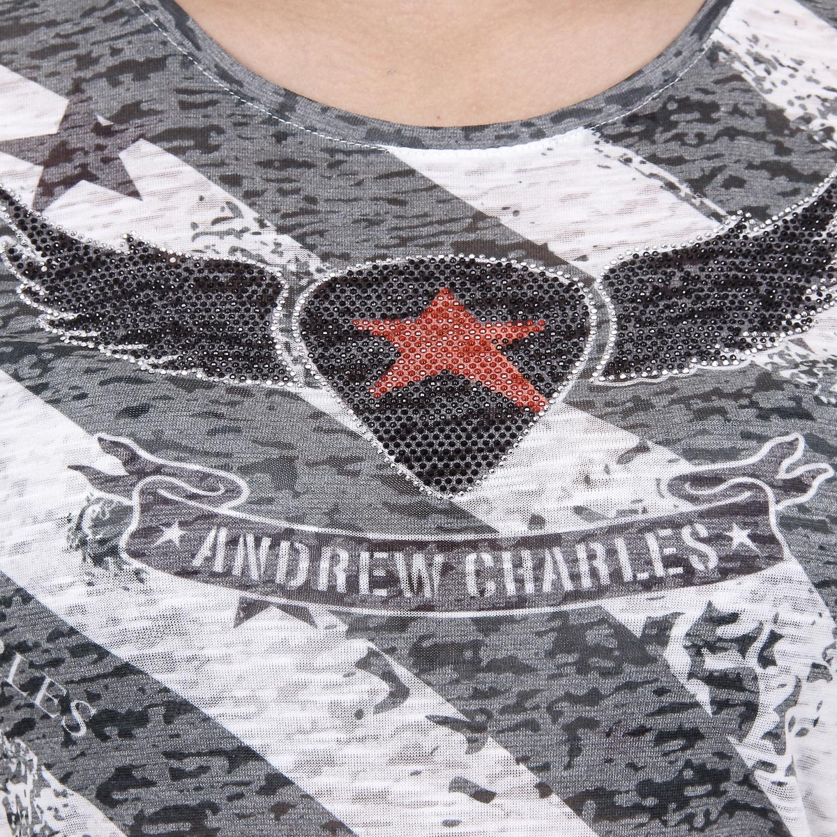 Andrew Charles T-shirt da donna a maniche corte con scollo rotondo, verde scuro CAROLINE