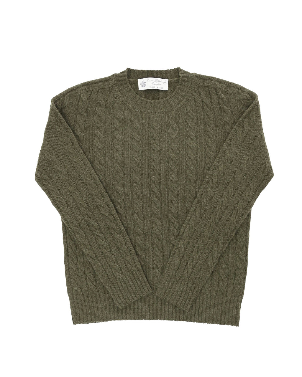 Maglione girocollo da donna in cashmere Crown of Edinburgh COE 0033 KHAKI