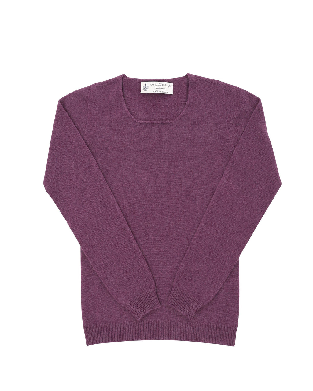 Maglione da donna in cashmere con scollo quadrato Crown of Edinburgh COE 0024 BURGUNDY