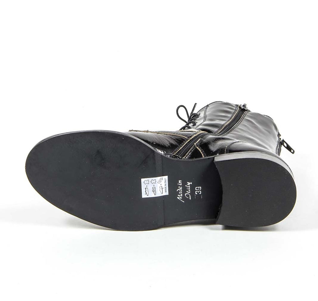Stivaletto corto da donna V 1969 Italia S03 VERNICE NERO